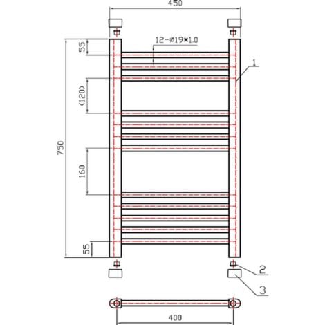 DuraTherm Brushed Brass Flat Straight Heated Towel Rail Bathroom Radiator Designer 750 x 450mm