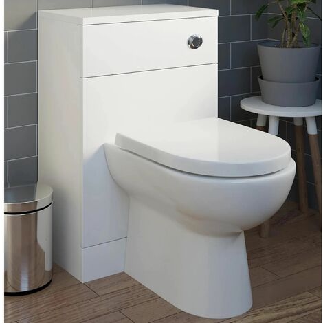 Bathroom Concealed Cistern Toilet WC Unit Only 500 x 300mm White Gloss ...