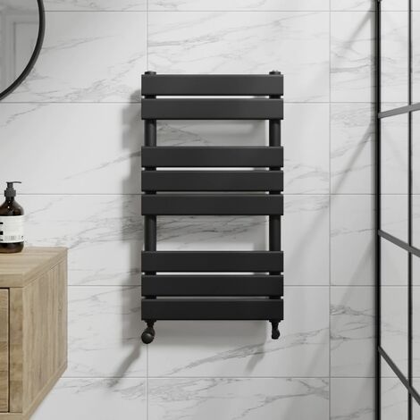 Duratherm Black Flat Panel Heated Towel Rail Bathroom Radiator 800 x 450mm