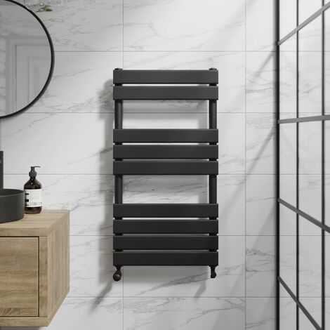 Duratherm Black Flat Panel Heated Towel Rail Bathroom Radiator 950 x 500mm