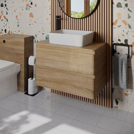 Bathroom Cloakroom Vanity Unit Countertop Wash Basin Wall Hung Wood 800mm