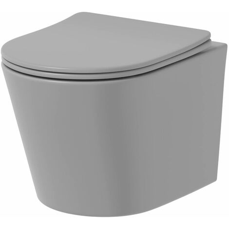 Modern Slim D-Shape WC Toilet Seat Bathroom Soft Close Top Fix Hinges Grey