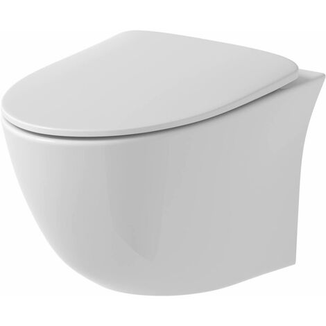 Modern Slim D-Shape WC Toilet Seat Bathroom Soft Close Top Fix Gloss White