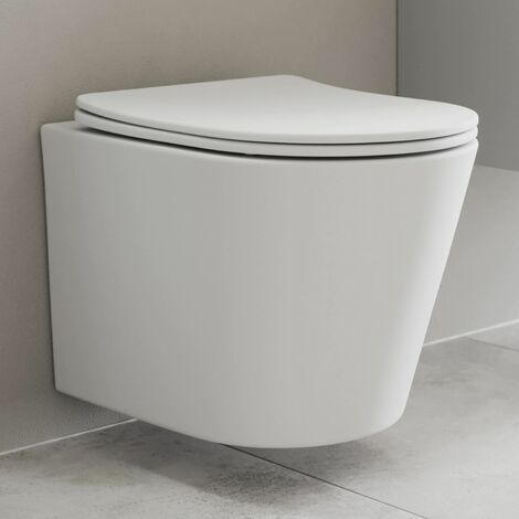 Modern Slim D-Shape WC Toilet Seat Bathroom Soft Close Top Fix Hinges White