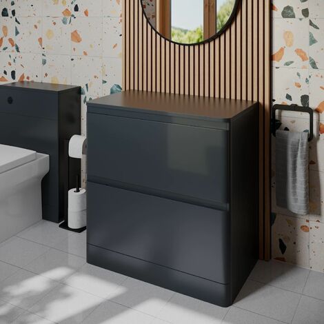 Bathroom Cloakroom Vanity Unit 800mm Freestanding Cabinet Drawer Anthracite Grey (1/5)