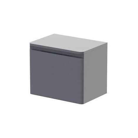 Bathroom Cloakroom Vanity Unit Wall Mounted Countertop Basin Grey Gloss 500mm