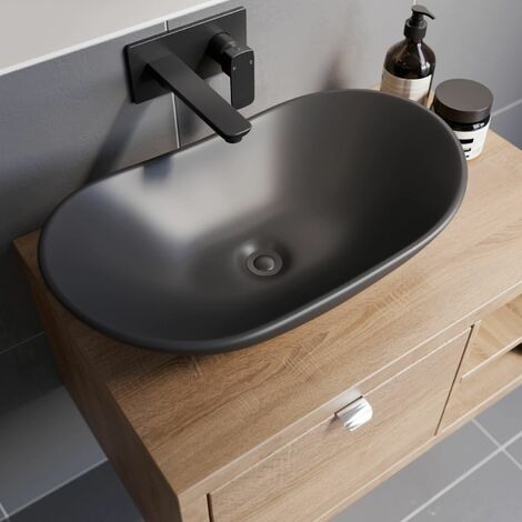 Affine Countertop Basin Matt Black - 620 x 360mm