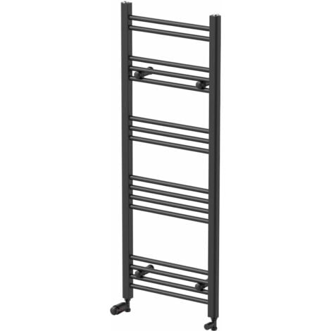 DuraTherm Matt Black Flat Straight Heated Towel Rail Bathroom Radiator Designer 1200 x 450mm