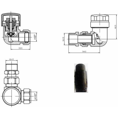 DuraTherm Corner Anthracite Thermostatic Radiator Valve Pack - 15mm