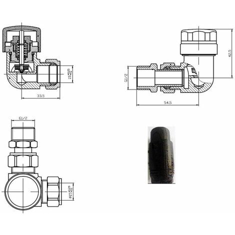 DuraTherm Corner White Thermostatic Radiator Valve Pack - 15mm