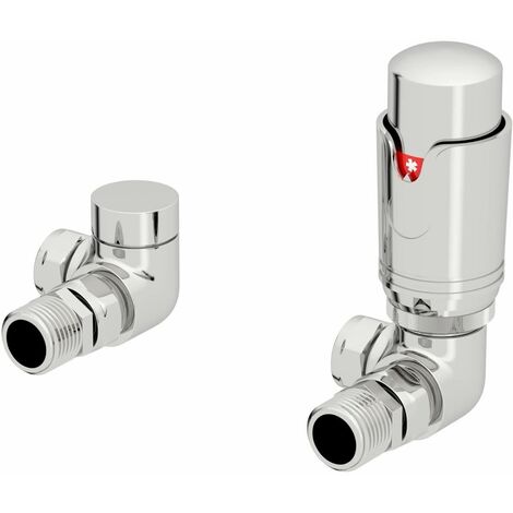 DuraTherm Corner Chrome Thermostatic Radiator Valve Pack - 15mm (1/4)