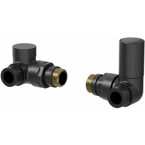 DuraTherm Corner Black Radiator Valve Pack - 15mm (1/4)