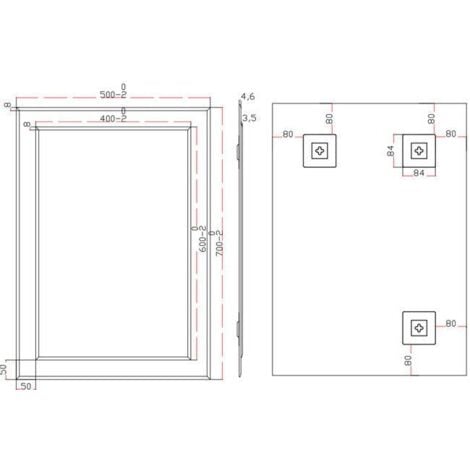 Bathroom Mirror Rectangular Luxury Frameless Wall Mounted 500x700mm