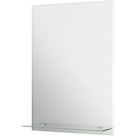 Bathroom Mirror Wall Modern Frameless Bevelled Rectangle Glass Shelf 500x700