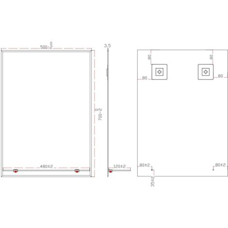 Bathroom Mirror Wall Modern Frameless Bevelled Rectangle Glass Shelf 500x700