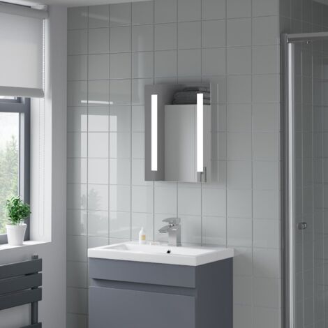 Bathroom Mirror LED Lights Wall Rectangular Battery Powered IP44 Rated 390x500mm