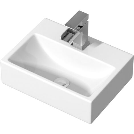 Bathroom Cloakroom Vanity Countertop Wash Basin Sink White Gloss Modern 400x300mm Rectangular