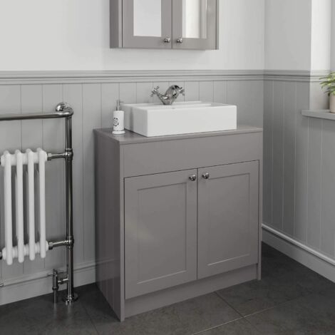 Park Lane Grey Bathroom Vanity Unit Countertop Traditional Furniture - 800mm Unit with 505mm Rectangular Basin (1/5)