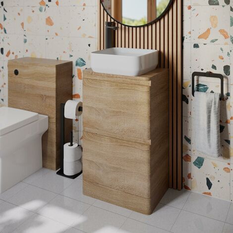 Bathroom Cloakroom Vanity Unit Storage Cabinet Countertop Wash Basin Wood 500mm
