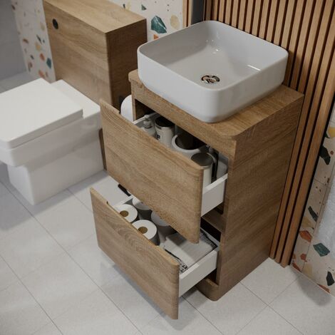Bathroom Cloakroom Vanity Unit Storage Cabinet Countertop Wash Basin Wood 500mm