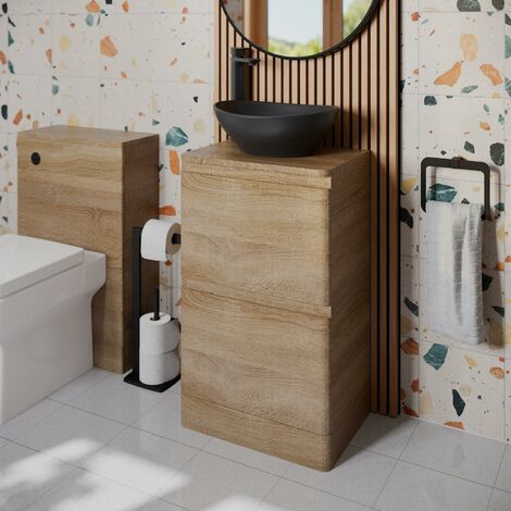 Bathroom Cloakroom Vanity Unit Countertop Wash Basin Storage Cabinet Wood 500mm