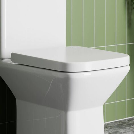 Bathroom Toilet Seat Square Soft Close Top Fix Hinges White Gloss Modern