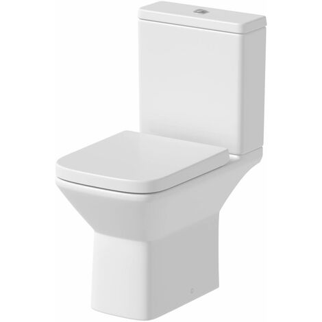 Bathroom Toilet Seat Square Soft Close Top Fix Hinges White Gloss Modern