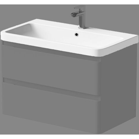 Bathroom 800mm Wash Basin Sink White Gloss Modern Curved Resin 1 Tap Hole