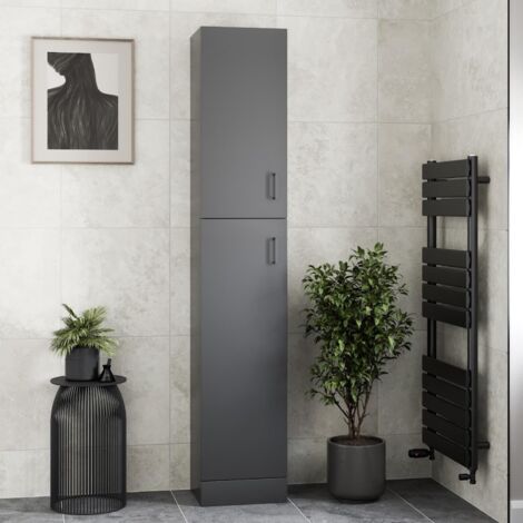 Alpine Black Tall Bathroom Cabinet 1900 x 350 x 300mm
