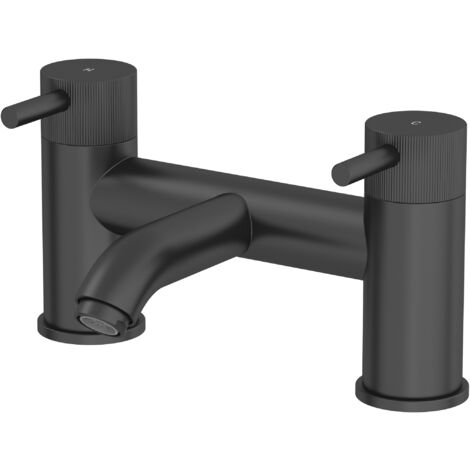 Aquari Matt Black Bath Mixer Tap Bathroom Filler Round Twin Lever Modern Luxury Fluted