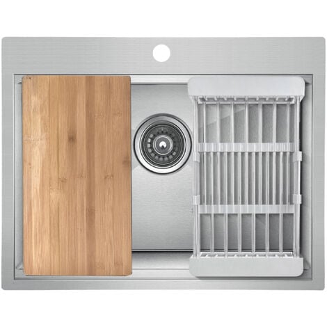 ArtiKitch 1 Bowl Kitchen Sink Undermount Inset Stainless Steel Drainer Chopping & Waste