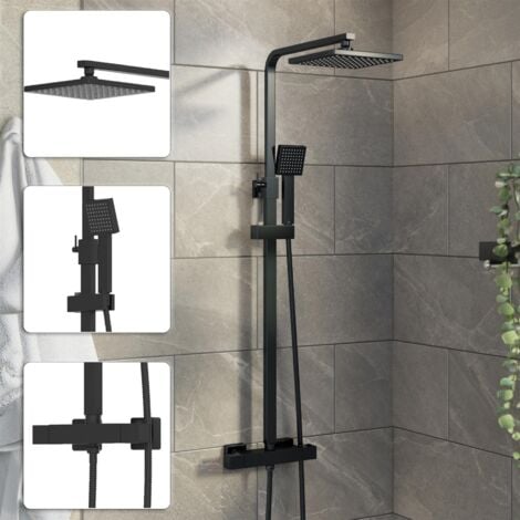 Aquari Complete Bathroom Suite Black RH Shower Bath Screen Basin Vanity Toilet 1700mm