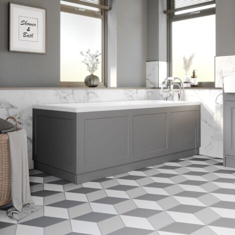 1700/700mm Bath Panel Pack Side End Matt Dark Grey MDF Bathroom Traditional (1/5)