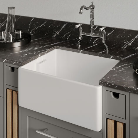 Reginox Belfast II Ceramic Single Bowl Belfast Kitchen Sink with Waste - White (1/5)