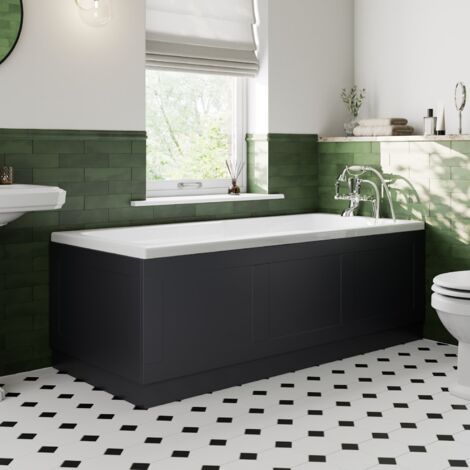 1700/700mm Bath Panel Pack Side End Gloss Black MDF Bathroom Traditional