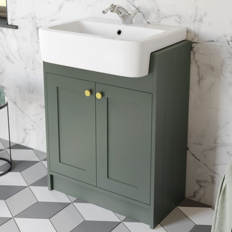 Aquari Traditional Vanity Basin Unit Freestanding 1 Tap Hole Bathroom Furniture Green (1/5)