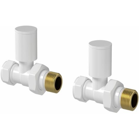 Galiflo White Straight Radiator Towel Rad Valve Pack 15mm Manual Modern (1/3)
