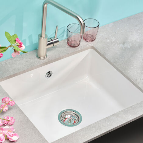 Reginox Mataro II Ceramic Single Bowl Kitchen Sink with Waste - White (1/4)
