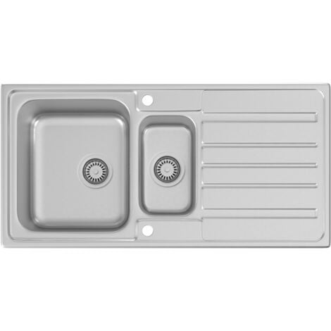ArtiKitch Stainless Steel 1.5 Bowl Kitchen Sink Inset Reversible Drainer Waste 1000mm