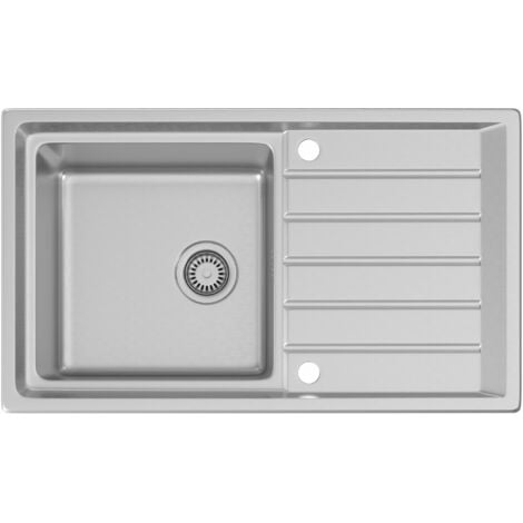 ArtiKitch Stainless Steel 1 Bowl Kitchen Sink Square Inset Reversible Drainer Basket Waste