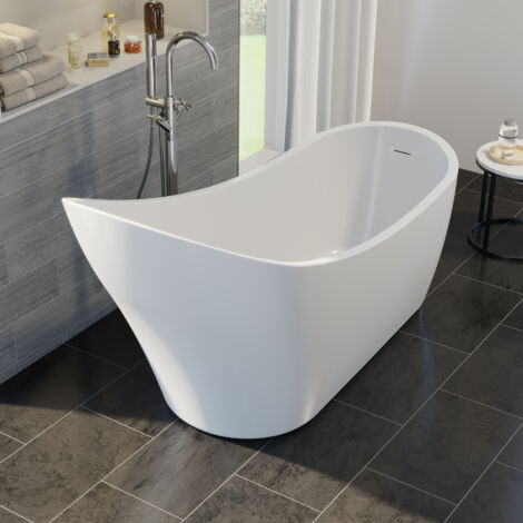 Aquari Freestanding Double Ended Bath Luxury Acrylic Bathtub & Waste White 1650x690mm