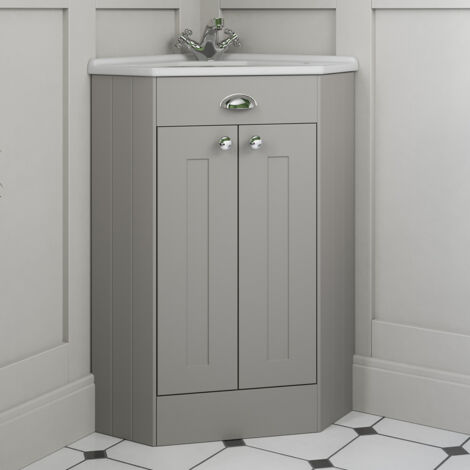 Aquari Corner Bathroom Traditional Vanity Unit Basin Sink Cabinet Furniture Grey 580mm (1/5)