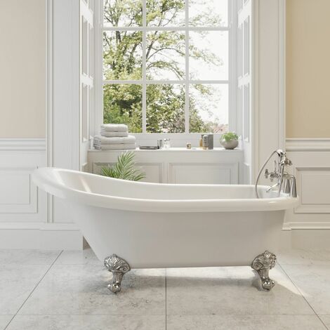 Traditional Buxton Freestanding Bath Single Ended Ball Feet 1700mm Acrylic White