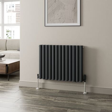 Anthracite Oval Column Designer Radiator Vertical Horizontal 600 x 780mm Double Panel