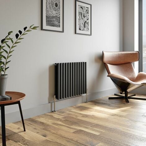 Anthracite Oval Column Designer Radiator Vertical Horizontal 600 x 780mm Double Panel