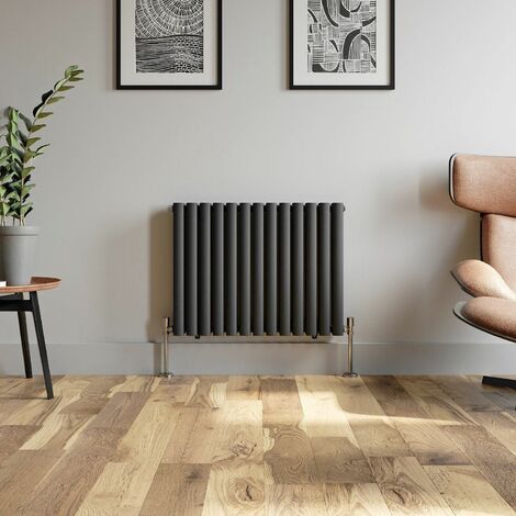 Anthracite Oval Column Designer Radiator Vertical Horizontal 600 x 780mm Double Panel