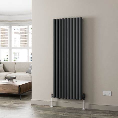Anthracite Oval Column Designer Radiator Vertical Horizontal 1600 x 600mm Double Panel