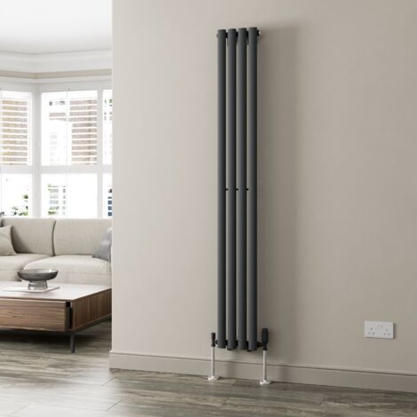 Anthracite Oval Column Designer Radiator Vertical Horizontal 1800 x 240mm Single Panel