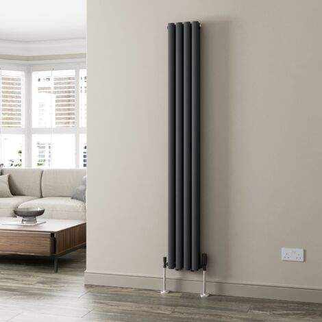 Anthracite Oval Column Designer Radiator Vertical Horizontal 1800 x 240mm Double Panel