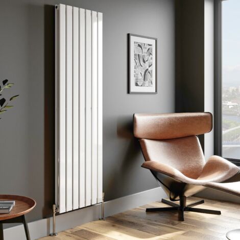 White Flat Panel Designer Radiator Vertical Horizontal 1800 x 532mm Double Panel